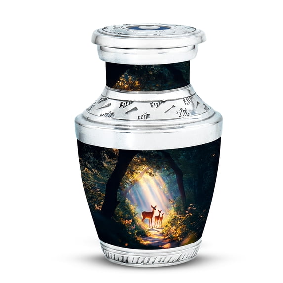 Yatskia Forest Deer Small Urns for Human Ashes Keepsake, Burial Urn for Ashes Adult Male, Mini Memorial Urns for Human Ash, (Tasty Pack of 1, 3 Inch)