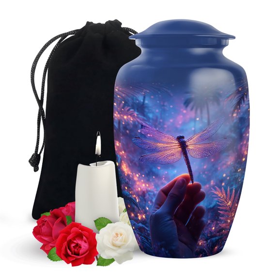 Yatskia Forest Wings Dragonfly Large Memorial Urns for Human Ashes Adult Man, Decorative Cremation Urn for Ashes for Women, (Classic Large, 10 Inch)