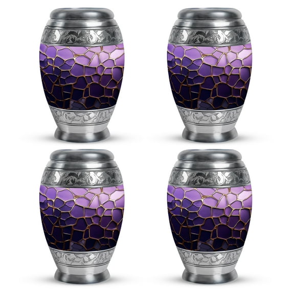 Yatskia Gold and Purple Mini Keepsake Urns For Human Ashes Adult Mom, Small Urn For Human Ashes Adult Dad, (Monar Pack of 4, 3 Inch)