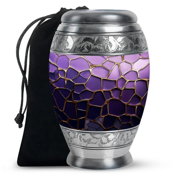 Yatskia Gold and Purple Urns For Human Ashes Adult Man And Women, Funeral Container Ashes For Adult, (Monar Large, 10 Inch)