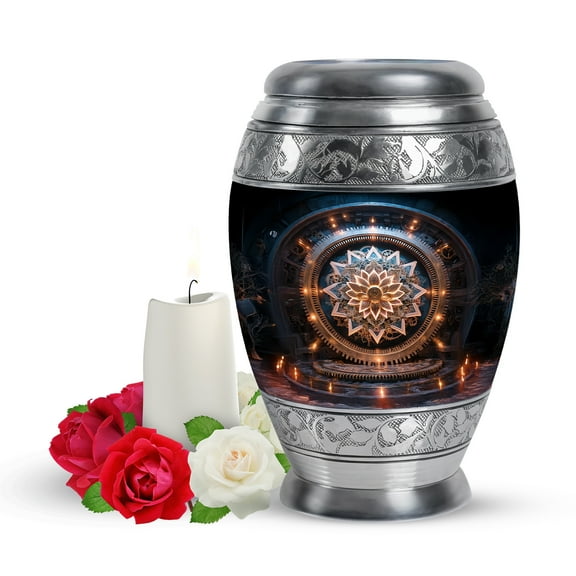 Yatskia Golden Lotus Mini Funeral Keepsake Urn for Ashes Adult Mother and Father, Small Cremation Burial Urns for Human Ashes Adult Female, (Monar Pack of 1, 3 Inch)