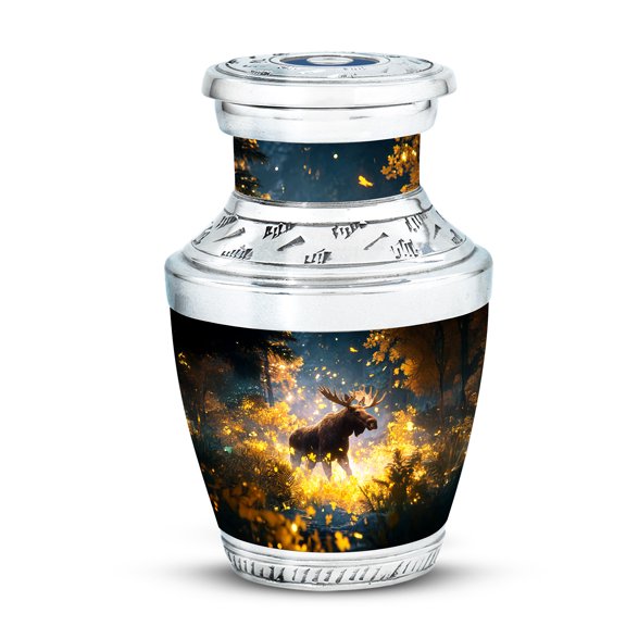 Yatskia Golden Moose Urn for Ashes Adult Male, Funeral Keepsake Urns for Human Ashes Adult Female, Decorative Urns for Human Ash, (Tasty Pack of 1, 3 Inch)