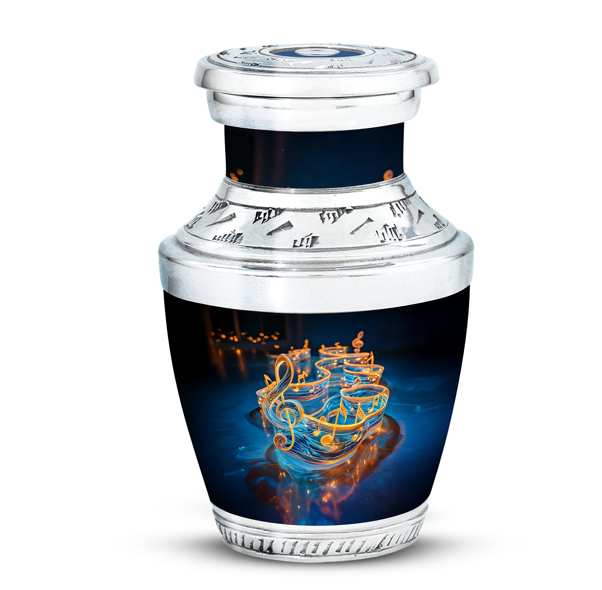 Yatskia Golden Music Small Funeral Urns for Human Ashes Adult Male and Female, Little Keepsake Urn for Adult Ashes, (Tasty Pack of 1, 3 Inch)