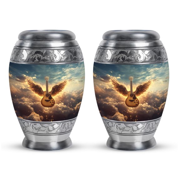 Yatskia Guitar Urns For Human Ashes Adult Man & Women, Urn Keepsakes For Ashes Dad, (Monar 3 Inch, Pack of 2)