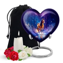 Yatskia Horse Large Memorial Urns for Human Ashes Adult Men and Women, Decorative Cremation Urn for Ashes Adult Dad, (Heart Large, 8 Inch)