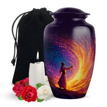 Yatskia Jesus Christ with Colorful Crystal Large Memorial Urns for Human Ashes Adult Men and Women, Decorative Cremation Urn for Ashes Adult Male, (Classic Large, 10 Inch)