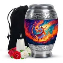 Yatskia Jesus at Fire Large Memorial Urns for Human Ashes Adult Man, Decorative Cremation Urn for Ashes for Women, (Monar Large, 10 Inch)