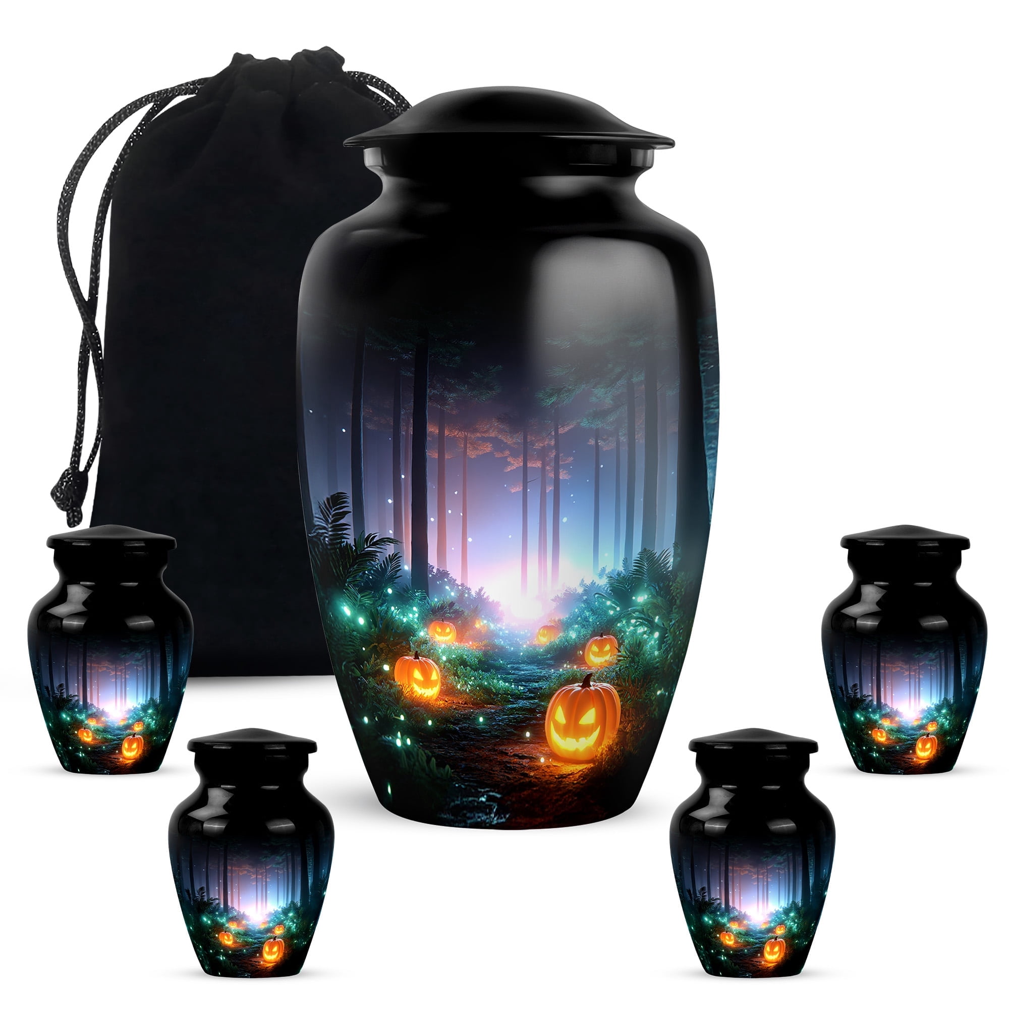 Yatskia Jungle Halloween Large Funeral Burial Urns for Human Ashes Adult Brother and Sister, Mini Cremation Keepsake Urn for Ashes Adult Male, (Classic 10 Inch and 3 Inch)