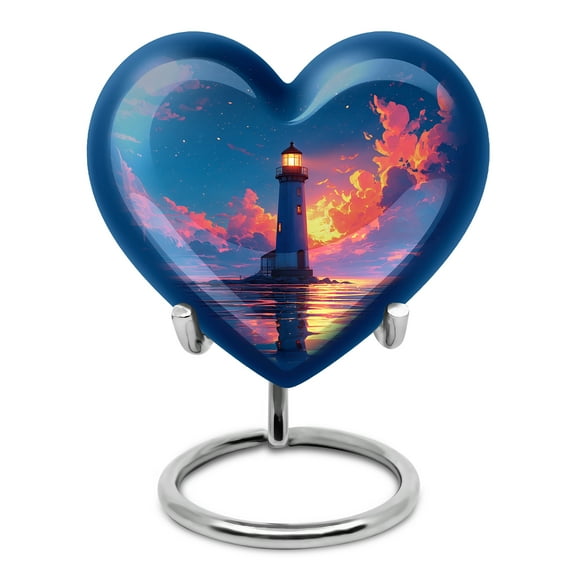 Yatskia Lighthouse Sea Mini Keepsake Urns for Human Ashes Adult Male and Female, Small Funeral Urn for Ashes Adult, (Heart 3 Inch, Pack of 1)