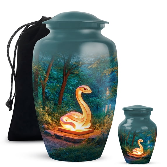 Yatskia Lightning Snake at Forest Mini Funeral Keepsake Urns for Human Ashes Adult Male and Female, Large Funeral Burial Urn for Ashes Adult Dad, (Classic 10 Inch and 3 Inch)