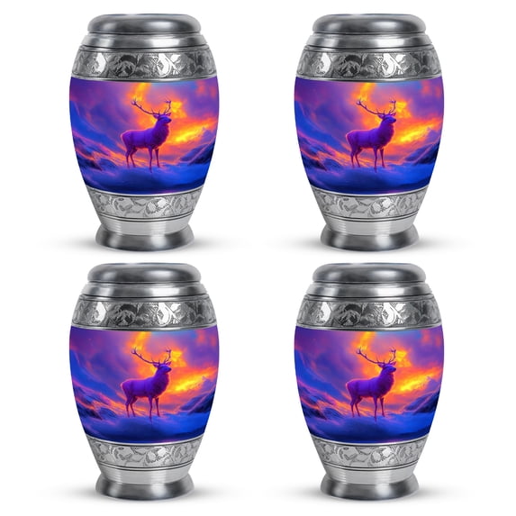 Yatskia Majestic Stag Small Urns For Human Ashes Keepsake, Urn For Ashes For Women & Men, (Monar 3 Inch, Pack of 4)