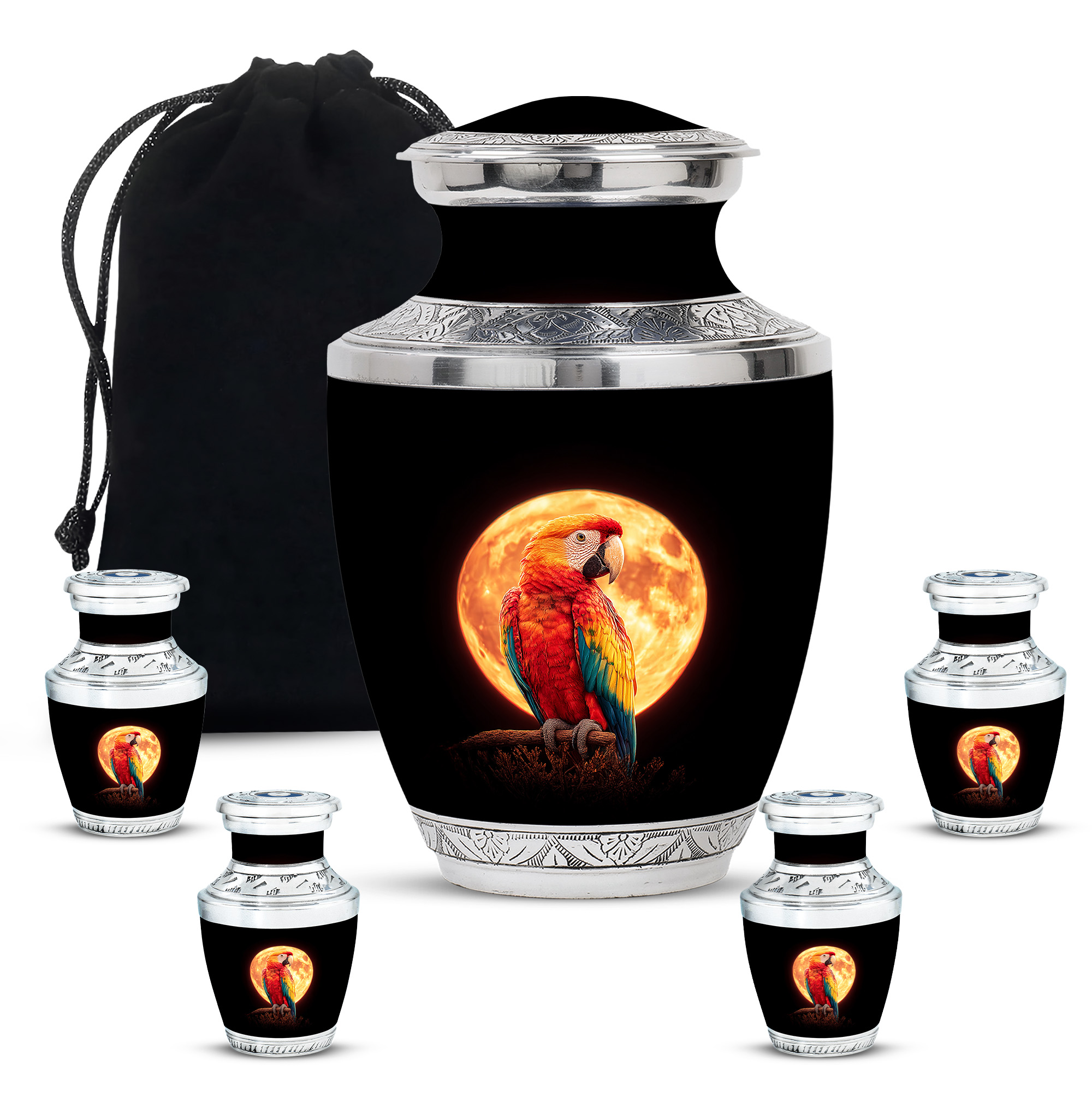Yatskia Moonlight Colorful Parrot Large Funeral Urns for Human Ashes ...