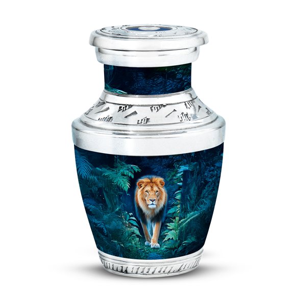 Yatskia Moonlight Jungle Lion Small Funeral Urns for Human Ashes Adult Male and Female, Little Keepsake Urn for Adult Ashes, (Tasty Pack of 1, 3 Inch)