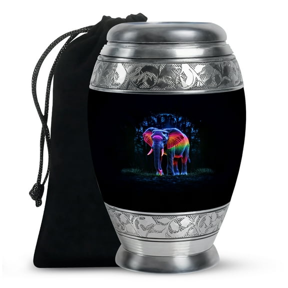Yatskia Neon Elephant Urns For Human Ashes Adult Female & Male, Burial Urns For Adult Human Ashes, (Monar Large, 10 Inch)