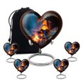 thumbnail image 1 of Yatskia Night Campfire Decorative Large Cremation Urn for Ashes Adult Brother and Sister, Small Memorial Keepsake Urns for Human Ashes Adult Female, (Heart 8 Inch and 3 Inch), 1 of 8