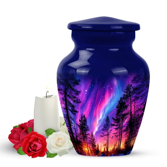 Yatskia Northern Lights Little Funeral Keepsake Urns for Human Ashes Adult Mom and Dad, Mini Memorial Urn for Ashes Adult Dad, (Classic Pack of 1, 3 Inch)