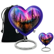 Yatskia Northern Lights Small Funeral Urns for Human Ashes Adult Male and Female, Large Memorial Urn for Ashes Adult, (Heart 8 Inch and 3 Inch)