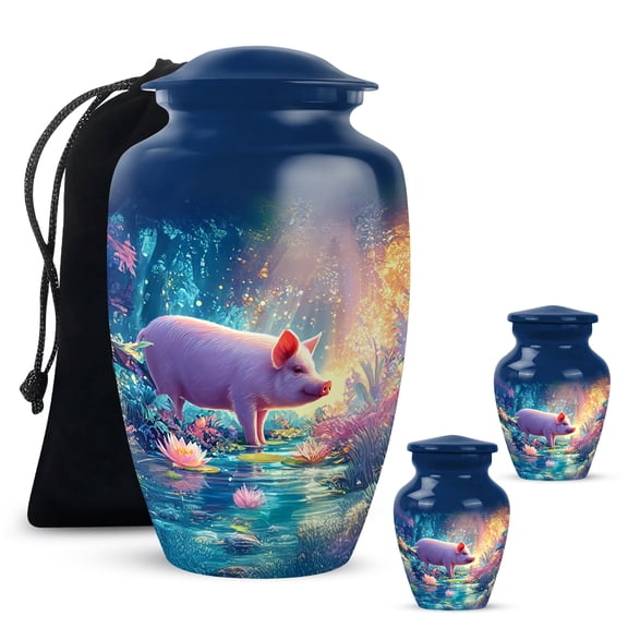 Yatskia Pig Dragon Small Memorial Urns for Human Ashes Adult, Large Burial Urn for Ashes Adult, (Classic 10 Inch and 3 Inch)