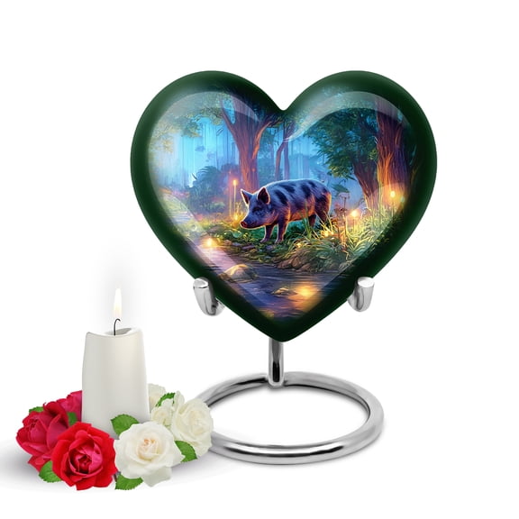Yatskia Pig Small Funeral Keepsake Urns for Human Ashes Adult Mother and Father, Mini Memorial Urn for Adult Ash, (Heart Pack of 1, 3 Inch)