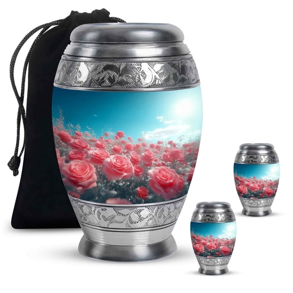 Yatskia Pink Rose Small Urn For Ashes Keepsake Male & Female, Adult Urns For Human Ashes Women, (Monar 10 Inch and 3 Inch)