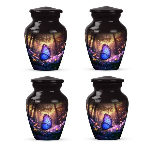 Yatskia Purple Butterfly Urns For Human Ashes Adult Man, Keepsake Urn For Ashes For Women & Men, (Classic Pack of 4, 3 Inch)