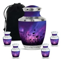 Yatskia Purple Daisy Urn for Ashes for Women, Memorial Burial Urns for Human Ashes Adult Man, Cremation Keepsake Urns for Adult Ash, (Tasty 10 Inch and 3 Inch)