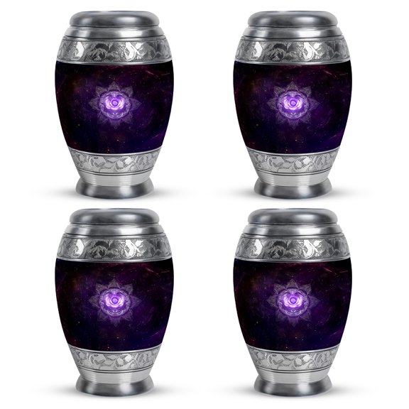 Yatskia Purple Flower Urns For Human Ashes Adult Man & Women, Small Urns For Human Ashes Keepsake, (Monar Pack of 4, 3 Inch)