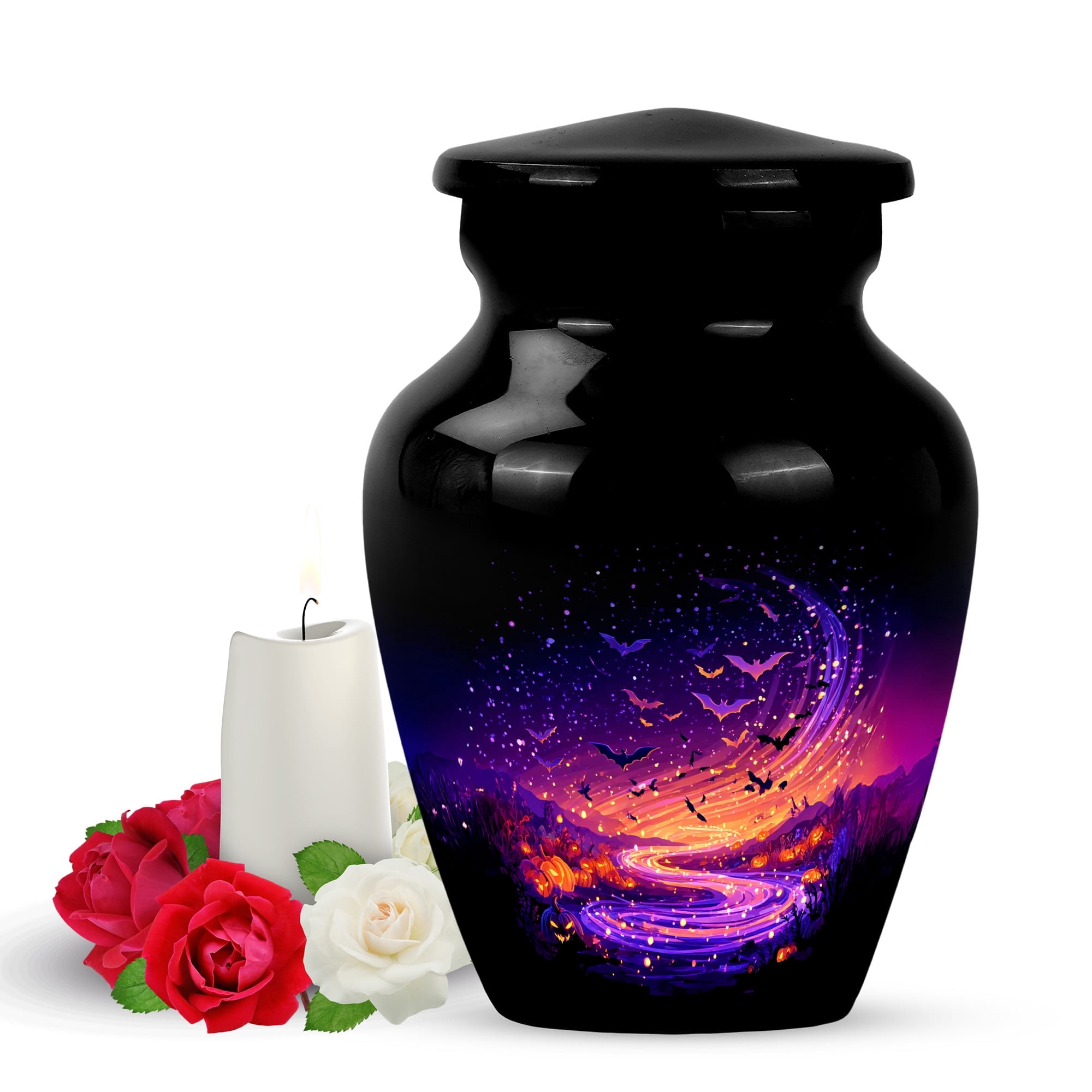 Yatskia Purple Halloween Mini Funeral Burial Urns for Human Ashes Adult Man, Small Cremation Keepsake Urn for Ashes for Women, (Classic Pack of 1, 3 Inch)