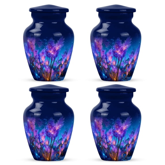 Yatskia Purple Lavender Grass Small Urns for Human Ashes Keepsake Adult Brother and Sister, Mini Memorial Burial Urn for Ashes Adult Male, (Classic Pack of 4, 3 Inch)