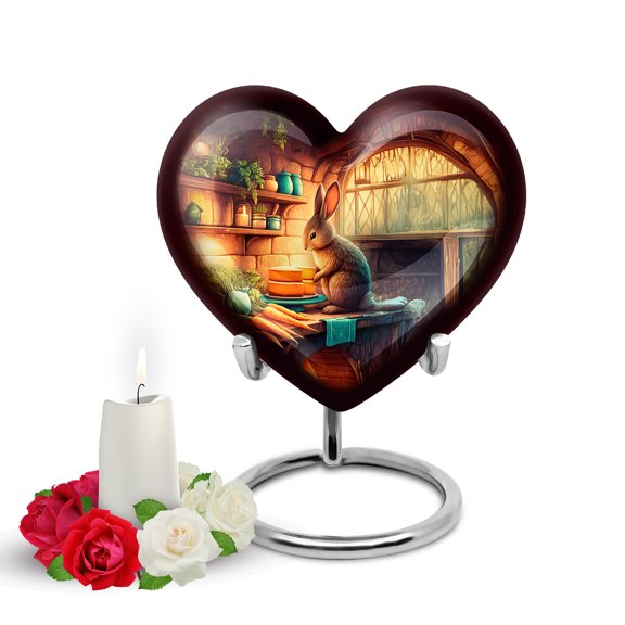 Yatskia Rabbit Small Memorial Urns for Human Ashes Adult Male and Female, Mini Funeral Urn for Adult Ashes, (Heart Pack of 1, 3 Inch)