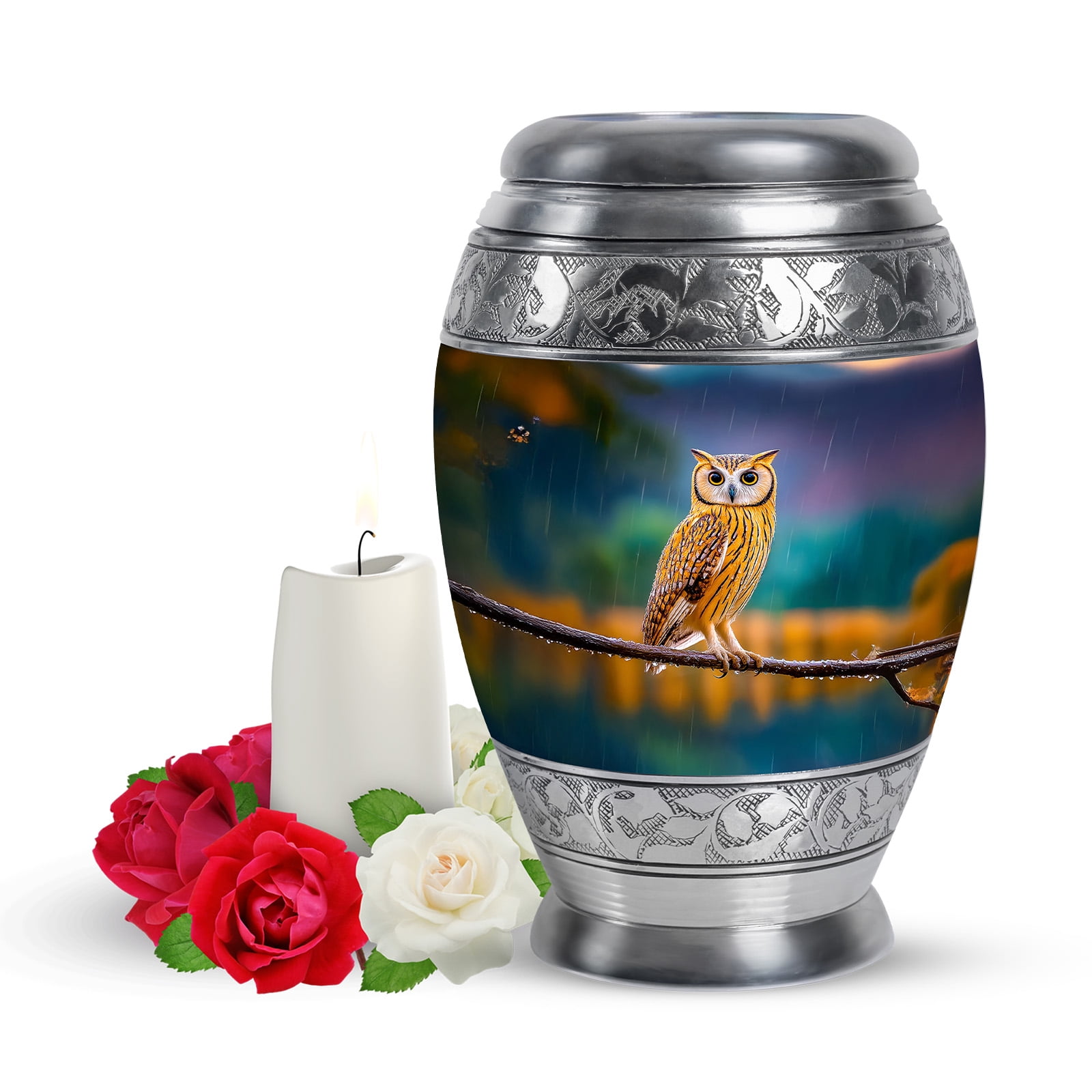 Yatskia Rainy Owl Small Cremation Urns for Human Ashes Adult Male and Female, Mini Memorial Urn for Ashes Adult, (Monar Pack of 1, 3 Inch)