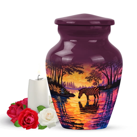 Yatskia Riverside Zebra Urns for Human Ashes Adult Man, Mini Funeral Keepsake Urn for Ashes for Women, Small Memorial Burial Urn for Adult Ash, (Classic Pack of 1, 3 Inch)
