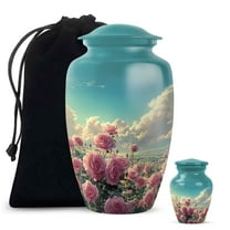 Yatskia Rose Garden Large Memorial Urns for Human Ashes Adult Mother and Father, Small Cremation Urn for Adult Ashes, (Classic 10 Inch and 3 Inch)
