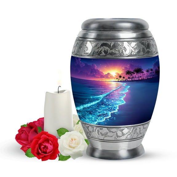 Yatskia Sparkling Beach Purple Small Cremation Urns for Human Ashes Adult Mom and Dad, Mini Funeral Urn for Adult Ashes, (Monar Pack of 1, 3 Inch)
