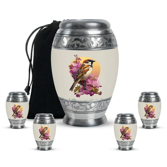 Yatskia Sparrow Large Funeral Urns for Human Ashes Adult Man, Cremation Burial Urns for Adult Ash, Mini Memorial Urn for Ashes for Women, (Monar 10 Inch and 3 Inch)