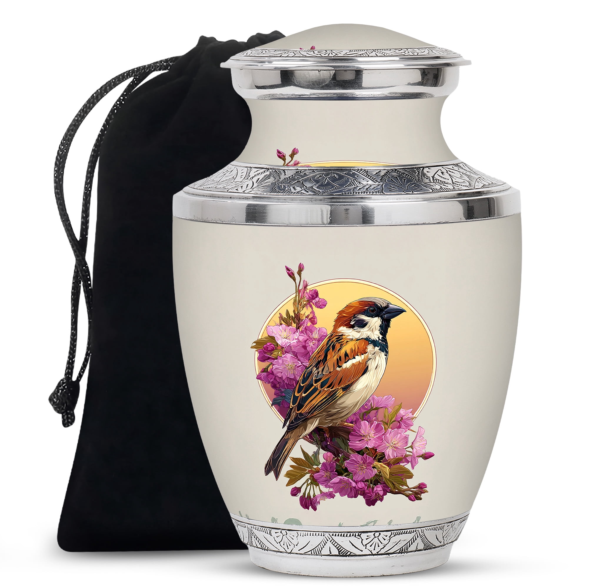 Yatskia Sparrow Urn for Ashes for Women, Funeral Burial Urns for Human Ashes Adult Man, Decorative Urns for Human Ash, (Tasty Large, 10 Inch)