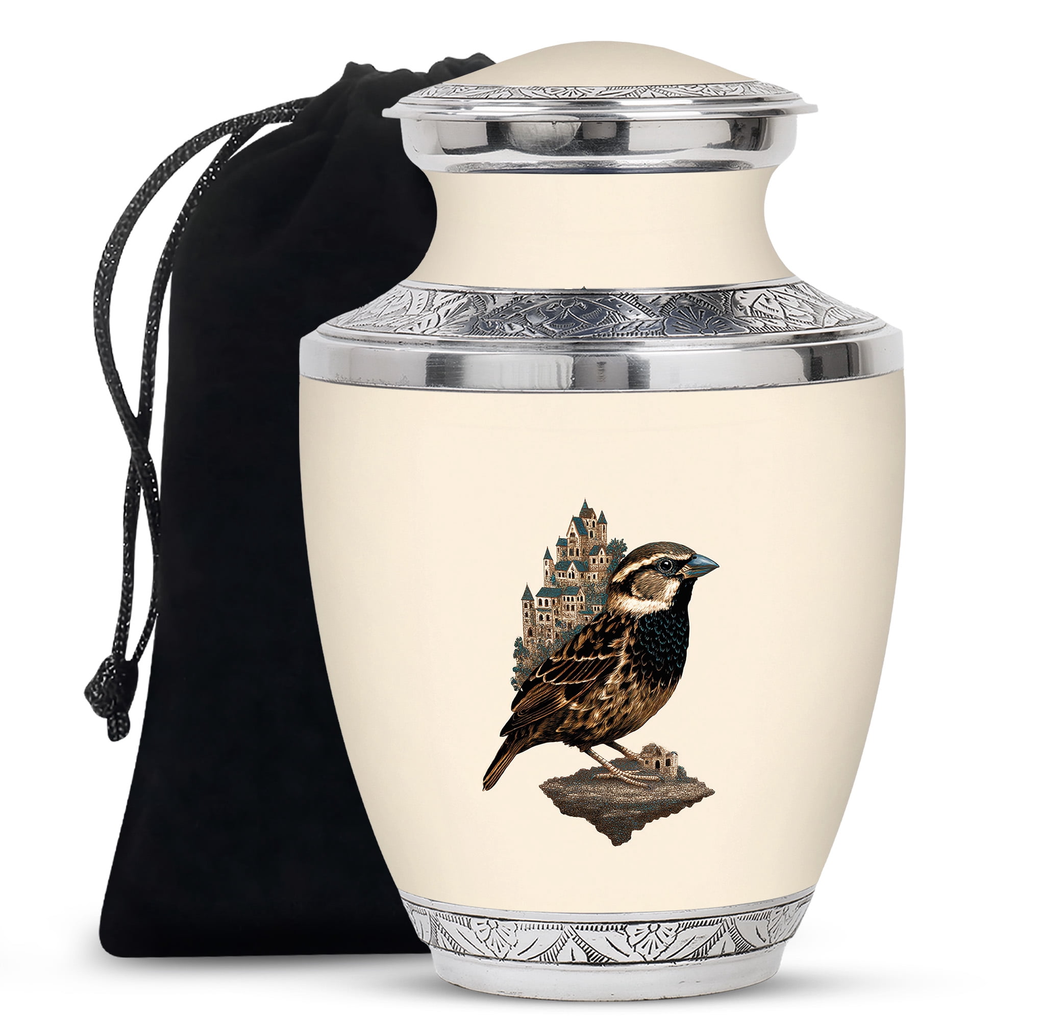 Yatskia Sparrow Urns for Human Ashes Adult Man, Cremation Burial Urn for Ashes for Women, Decorative Urns for Human Ash, (Tasty Large, 10 Inch)