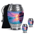 thumbnail image 1 of Yatskia Sunset Beach Large Cremation Urns for Human Ashes Adult Brother and Sister, Small Memorial Keepsake Urn for Adult Ashes, (Monar 10 Inch and 3 Inch), 1 of 8