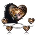 thumbnail image 1 of Yatskia Sunset Hornbill Little Funeral Keepsake Urns for Human Ashes Adult Female, Large Cremation Burial Urn for Ashes Adult Male, (Heart 8 Inch and 3 Inch), 1 of 8