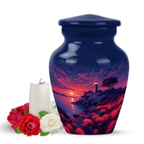 Yatskia Sunset Lighthouse Mini Funeral Urns for Human Ashes Adult Men and Women, Little Cremation Urn for Ashes Adult, (Classic 3 Inch, Pack of 1)