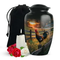 Yatskia Sunset Rooster Urns for Human Ashes Adult Man, Burial Urn for Ashes for Women, Cremation Urns for Adult Ash, (Classic Large, 10 Inch)