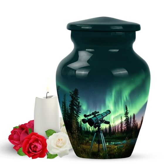 Yatskia Telescope Northern Lights Urn for Ashes for Women, Decorative Urns for Adult Ash, Little Funeral Urns for Human Ashes Adult Man, (Classic Pack of 1, 3 Inch)