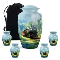 Yatskia Train Mini Cremation Urns for Human Ashes Adult Men and Women, Large Cremation Urn for Ashes Adult Dad, (Classic 10 Inch and 3 Inch)