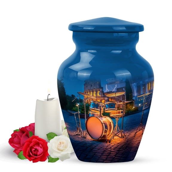 Yatskia Twilight Drums Small Urns for Human Ashes Keepsake Adult Male and Female, Mini Memorial Urn for Ashes Adult Dad, (Classic Pack of 1, 3 Inch)