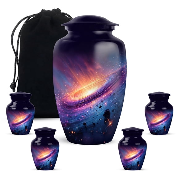 Yatskia Twilight Star Galaxy Decorative Large Memorial Urns for Human Ashes Adult, Little Keepsake Urn for Adult Ashes, (Classic 10 Inch and 3 Inch)