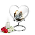 thumbnail image 1 of Yatskia White Cat Mini Funeral Keepsake Urns for Human Ashes Adult Brother and Sister, Little Cremation Burial Urn for Ashes Adult Male, (Heart Pack of 1, 3 Inch), 1 of 8