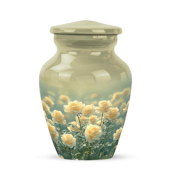 Yatskia White Rose Small Urns for Human Ashes Adult Man, Mini Cremation Urn for Adult Ashes Women, (Classic 3 Inch, Pack of 1)