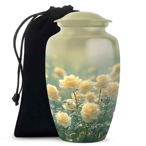 Yatskia White Rose Urns for Human Ashes Adult Male and Female, Funeral Urn for Adult Ashes, (Classic Large, 10 Inch)
