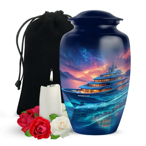 Yatskia Yacht Large Decorative Urn for Ashes Adult Women and Men, Burial Urn for Human Ashes Adult Male and Female, (Classic Large, 10 Inch)