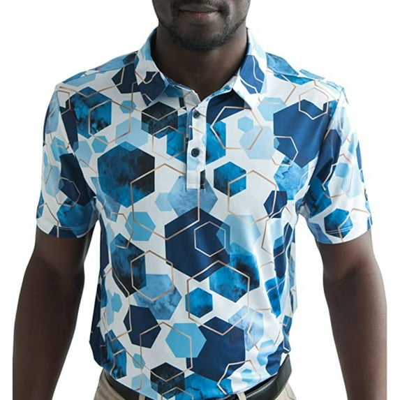 Yatta Golf Mens Standout Performance Short Sleeve Golf Polo Shirt (Deep Sea, 4XL)